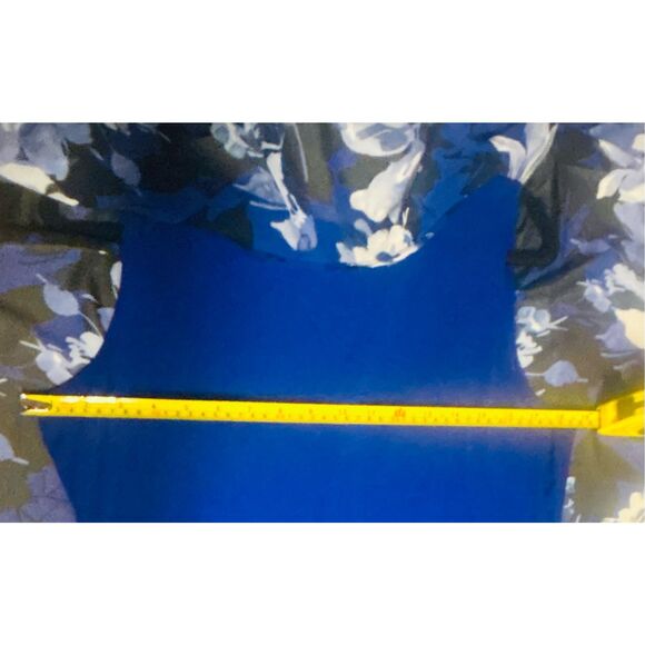 Connected Apparel Dress Sz 12 Floral Overlay Blue Shell Special Occasion Wedding - Picture 4 of 6